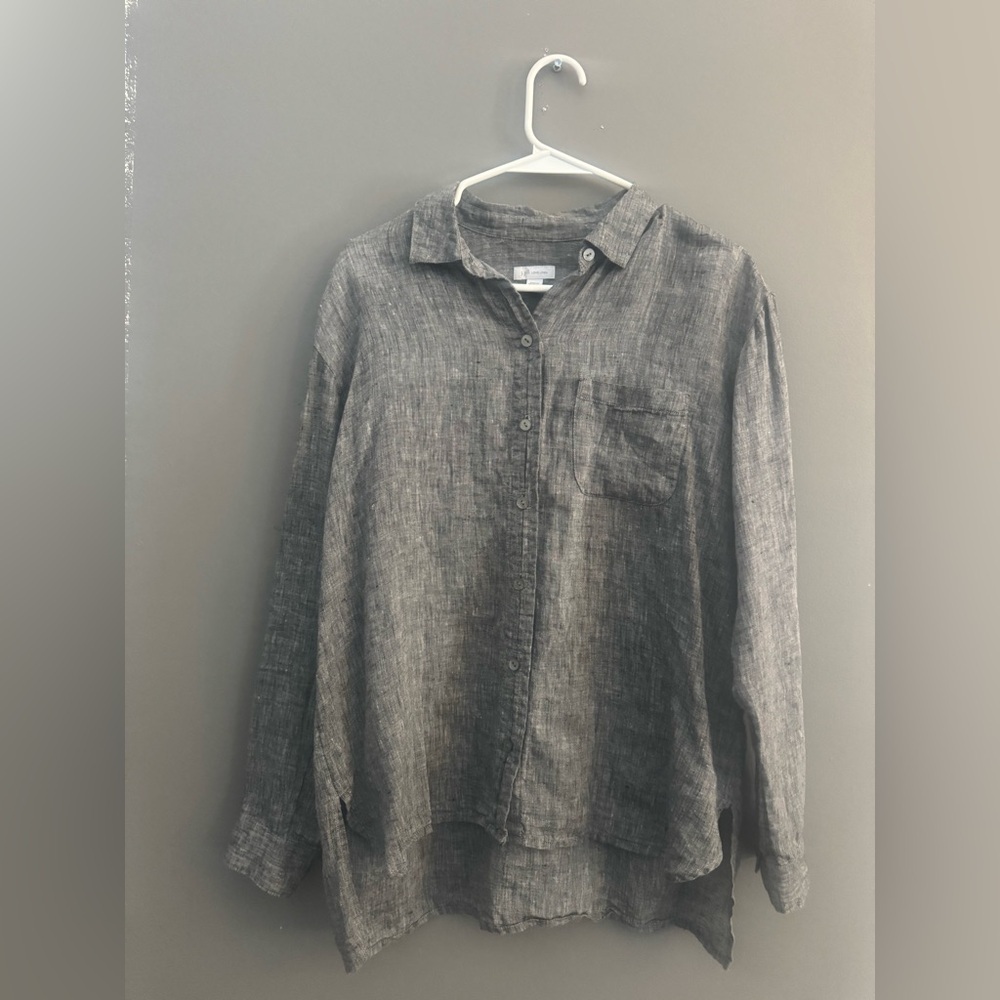 J. Jill Gray Linen Button-Down Shirt